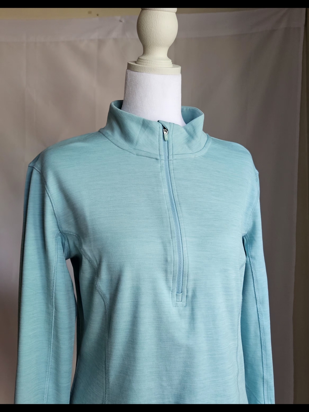 Spyder Active Aqua Mint Heathered 1/4 Zip Pullover Jacket Size M Thumbholes - Picture 7 of 13